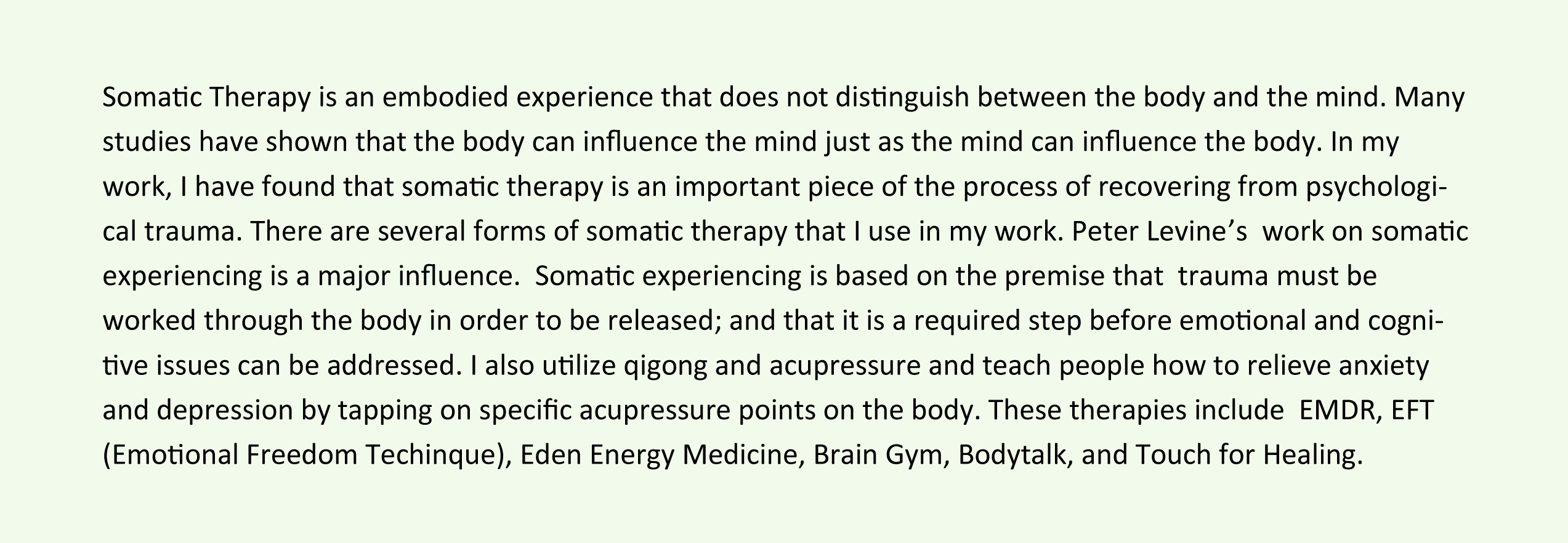 Somatic Therapy